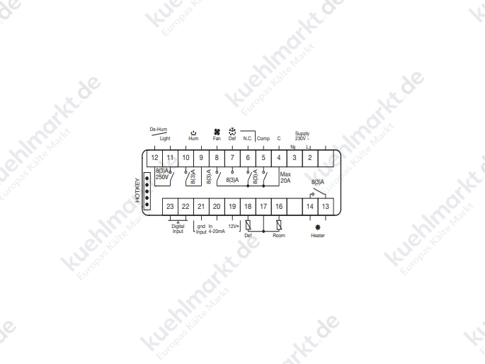 Copeland/Dixell Kühlstellen+Feuchtereg. XH260V-500C0 230V