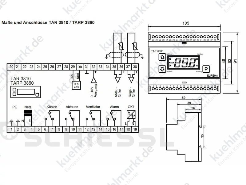 Elreha Kühlstellenregler TAR 3810-2 230V (Hutschiene)