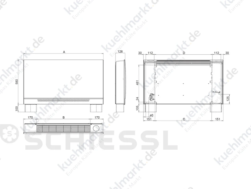York Truhengerät Kaltwasser Residential YFTS-ECM-VC-40 2-Rohr System ECM