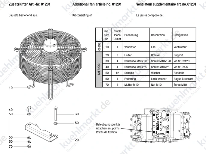 Bock Zusatzlüfter 230V Beipack f.HG(X)66e 81201