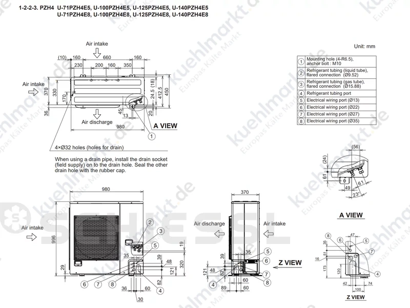 Panasonic Klima Außengerät PACi Elite U-125PZH4E8 12.5kW 400V R32