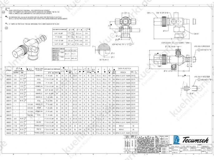 Tecumseh Ventilsatz Druck f. TAG4534/43/46/53 5/8 A Löt 8683013
