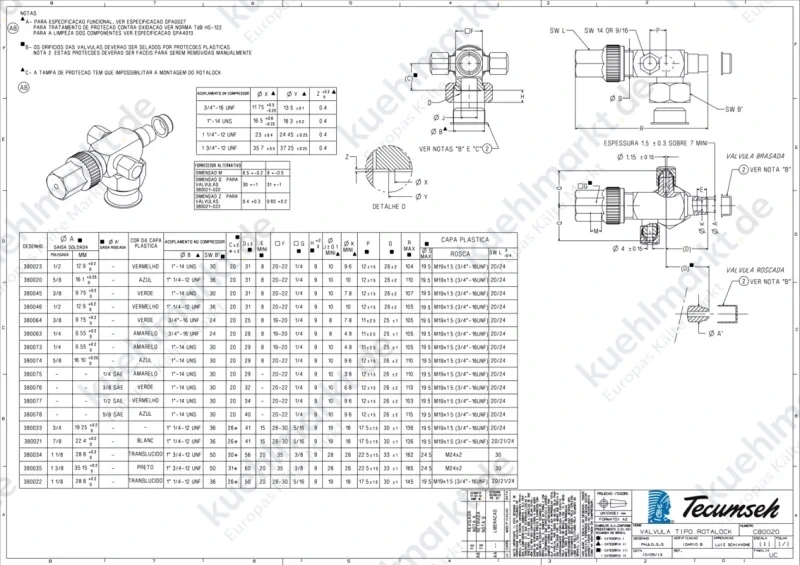 Tecumseh Ventilsatz Druck f. TAG4534/43/46/53 5/8 A Löt 8683013