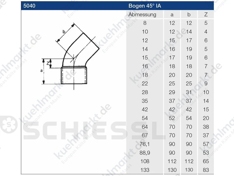 Bogen 5040 45 Grad i/a 28mm