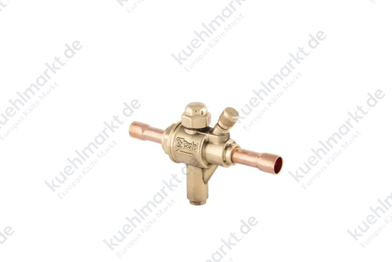 Castel Kugelabsperrventil R744 130bar 1 1/8'' Löt, mit Bypass, mit Schraderv.