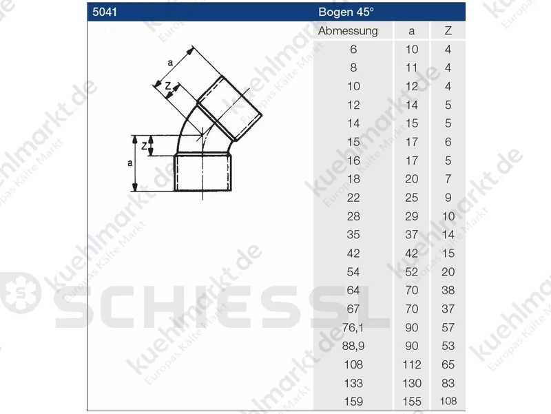 Bogen 5041 45 Grad i/i 89mm