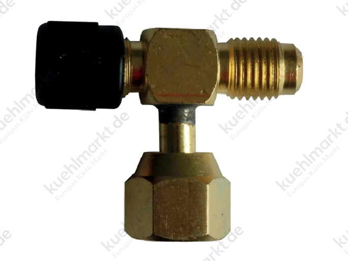 Schraderventil T-Stück schraub VTS 6-4 7/16''UNF a x i x a mit Mutter