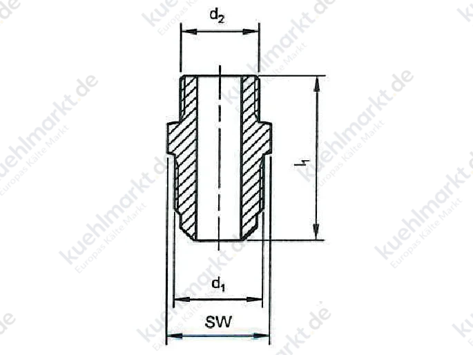 Einschraubstutzen zylindrisch N 15xG3/4'' mit Cu Dichtung