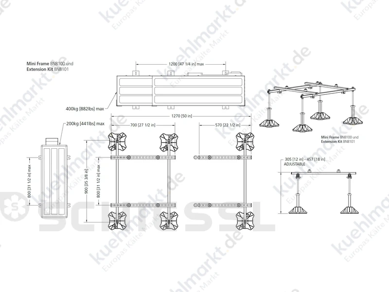 Big Foot Mini Frame Erweit. (570x305-457x900mm) bis 200kg