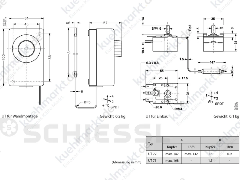 Danfoss Universal Thermostat UT 72 060H1805
