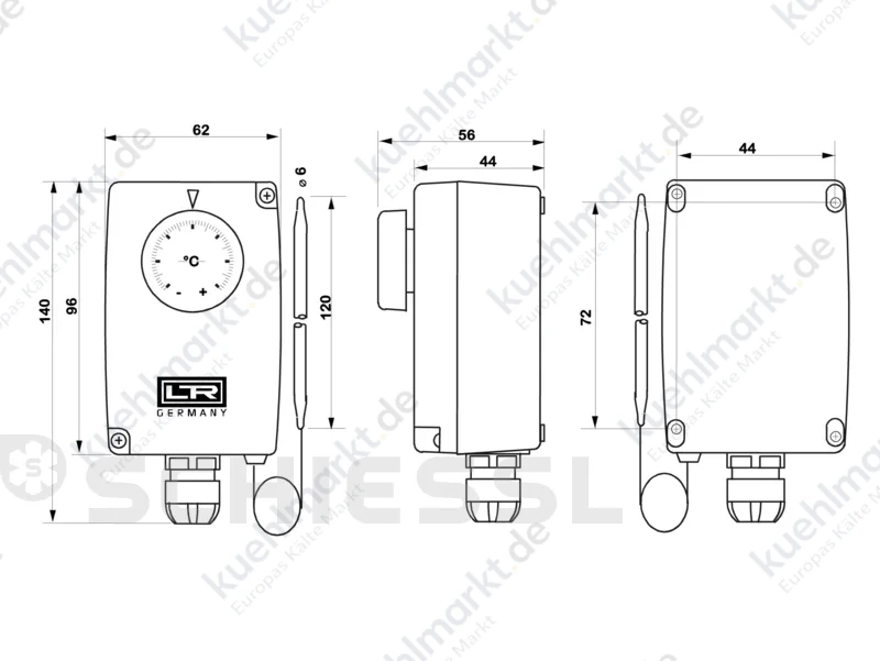 Leitenberger Thermostat RTC-01 -35/+35C mit Kap.Fühler