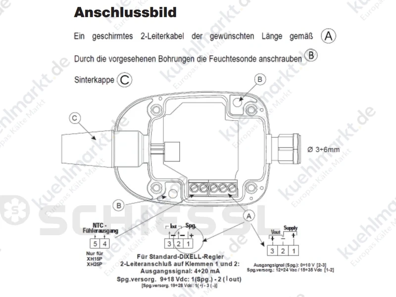 Copeland/Dixell Feuchtefühler Wandmontage, XH20P-00000 9-20V/DC
