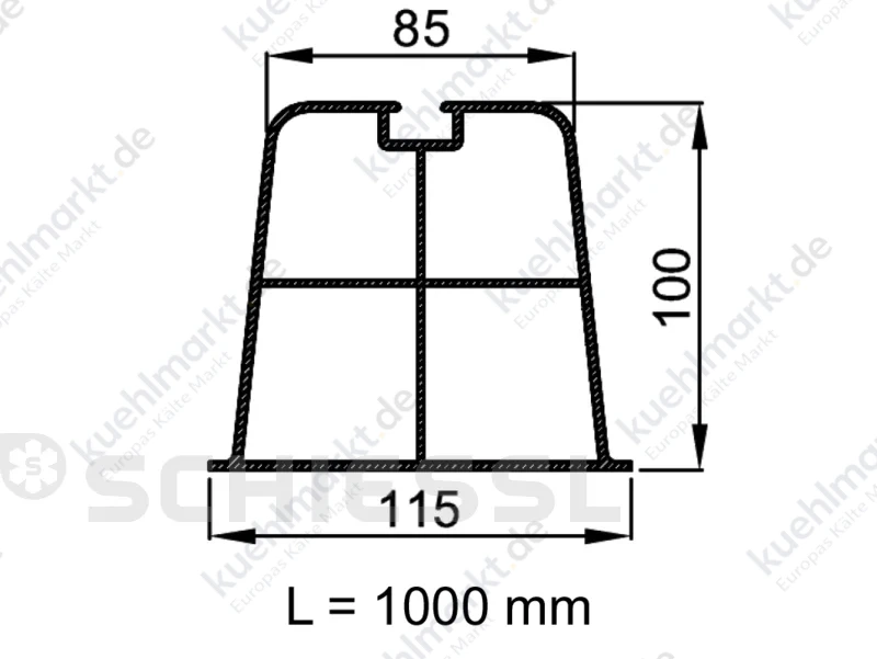 Tecnosystemi Bodenkonsolensatz 1000mm Base 1000 elfenbein mit 4 Schrauben