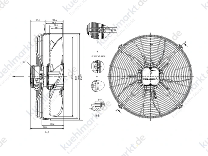 ECO Ventilatoreinheit 230 FG045-6ES.2F f. TKE (MN173004) 230V / 6 POL