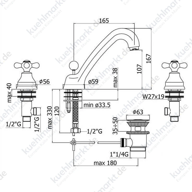 Paffoni Iris Waschtischarmatur mit automatischem Ablauf verchromt IRV055CR