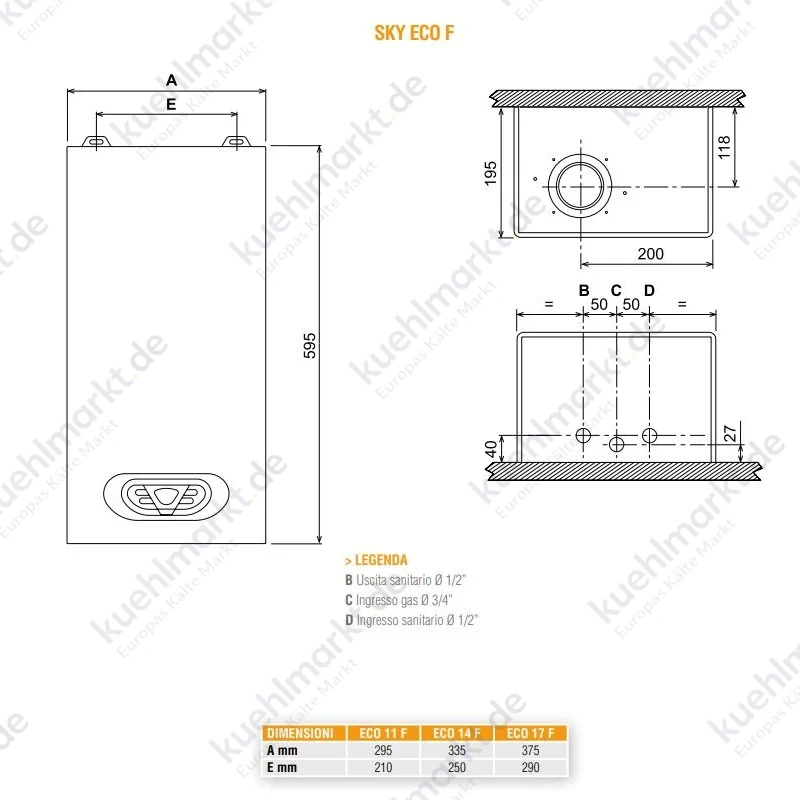 Ferroli SKY ECO 14 F LPG Wand-Warmwasserspeicher 0DF95KAA