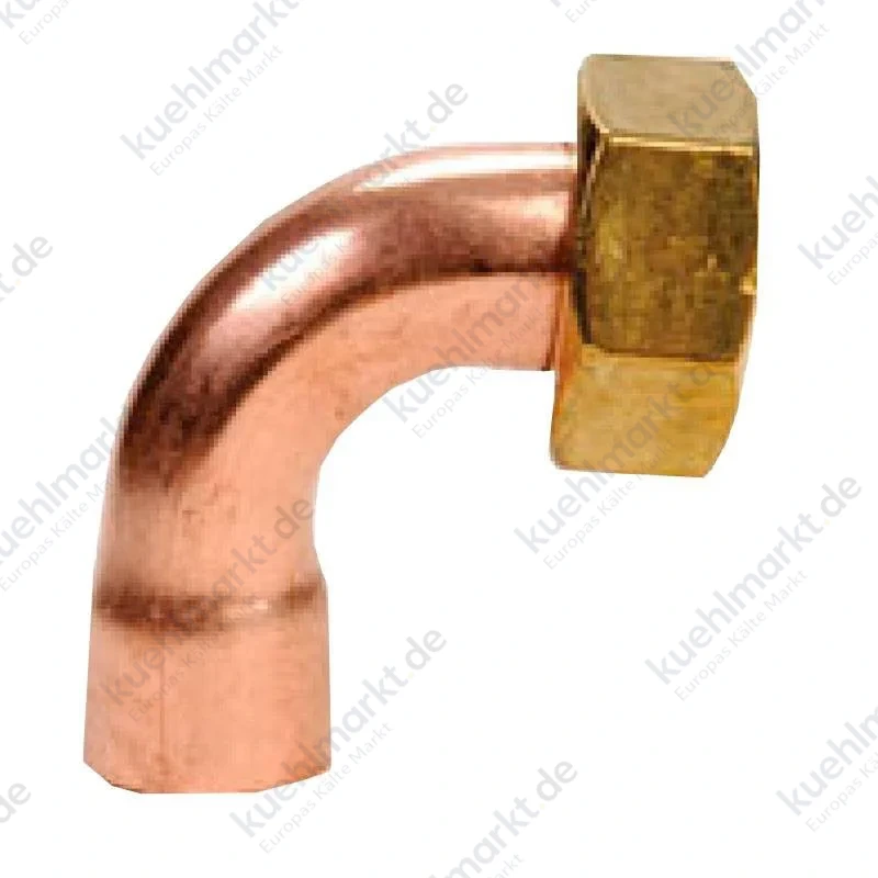 IBP 90-Grad-Bogen mit Mutter für Wasser und Gas I D 16 mm x 3/4 5002G01600P