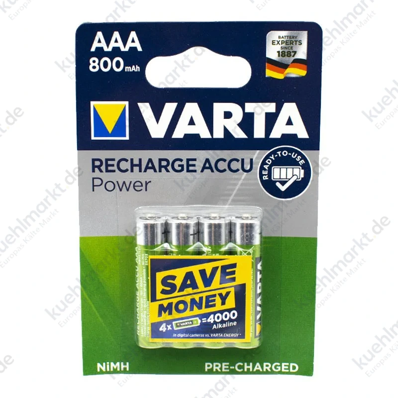 Varta wiederaufladbare Batterie AAA 800mAh Blister 4 Stück 56703101404