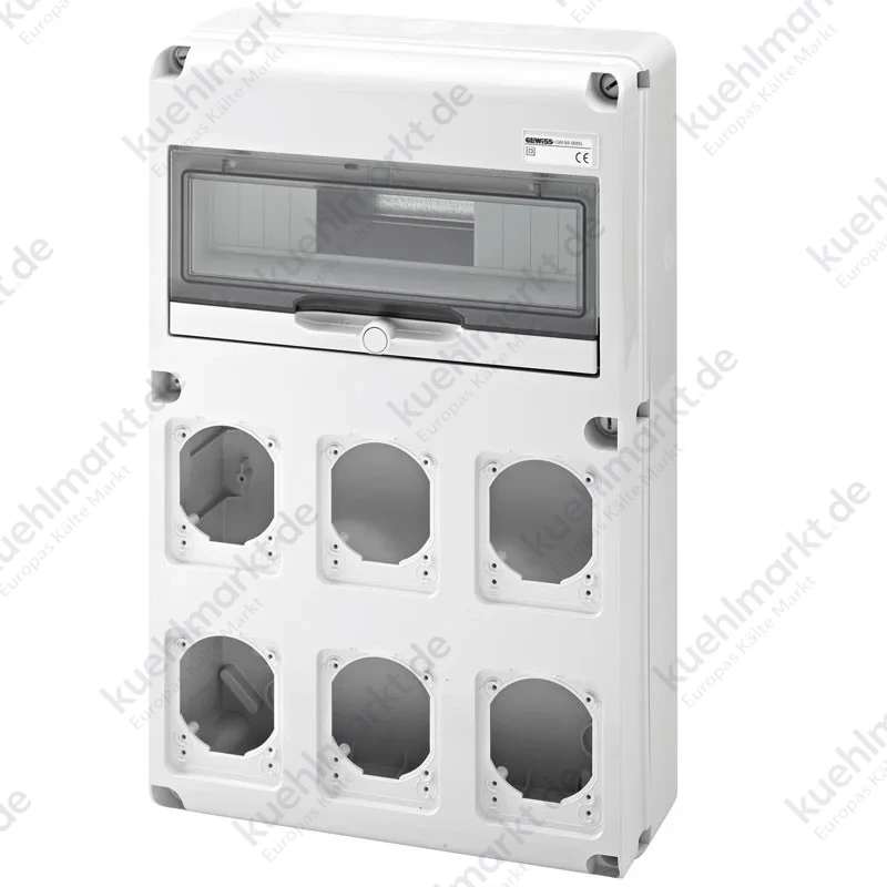 Gewiss 14-Modul-Schaltschrank mit 6 Flanschen für Industriesteckdosen GW68008N