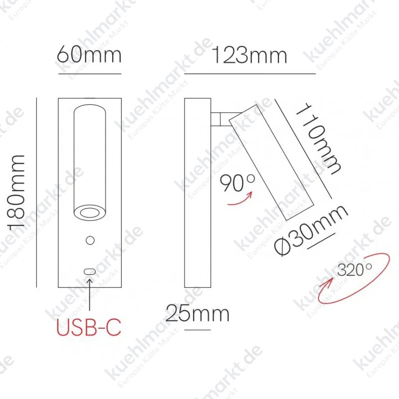 Beneito Faure LED-Wandleuchte PURE 4W 2700K weiß mit USB