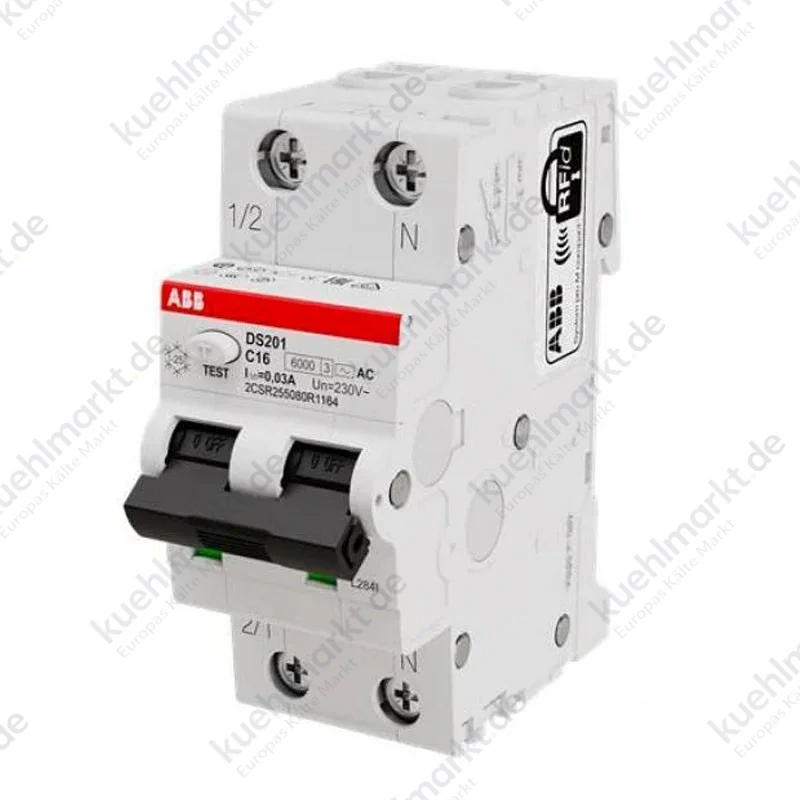Abb Fehlerstromschutzschalter 16A 1P+N 30MA AC 6KA 2M DS201C16AC30