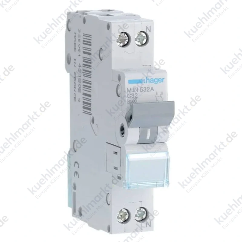 Hager Leitungsschutzschalter 32A 1P+N 4.5KA C 1 Modul MJN532A