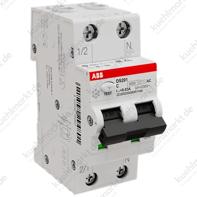 Abb Fehlerstromschutzschalter 25A 1P+N 30MA AC 6KA 2M DS201C25AC30