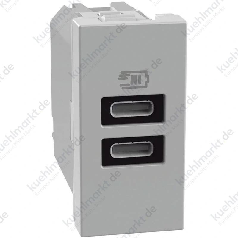 Bticino MatixGO 15W USB-Ladegerät mit 2 Typ-C-Anschlüssen grau JG4191CC