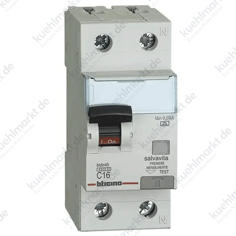 Bticino 1P+N 16A 30mA FI/LS-Schalter AC Typ 4,5kA 2 Module GA8813AC16