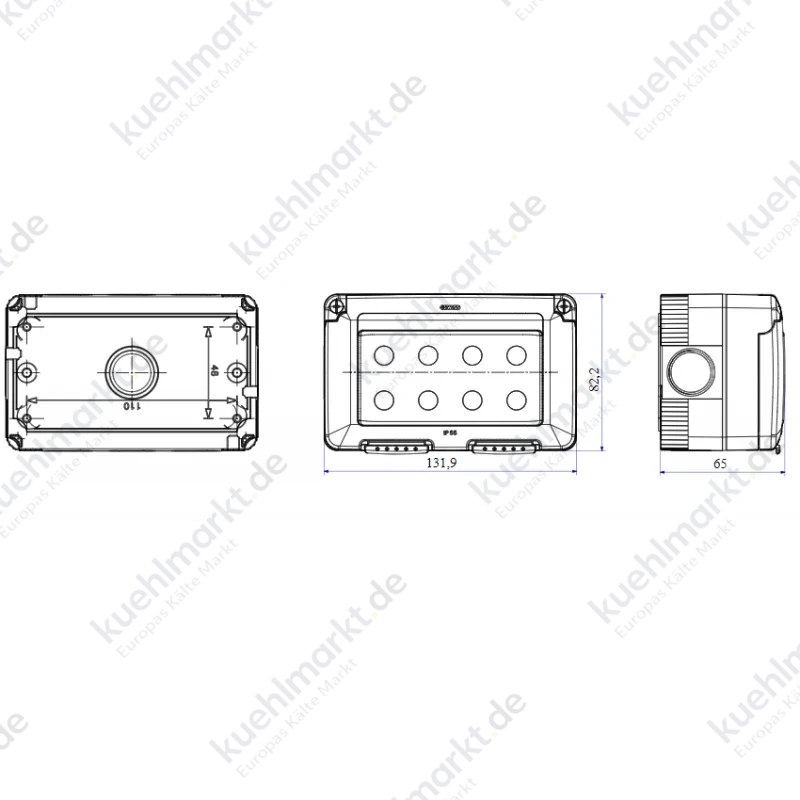 Gewiss-Gehäuse für System-Horizontalgeräte 4-fach wasserdicht IP55