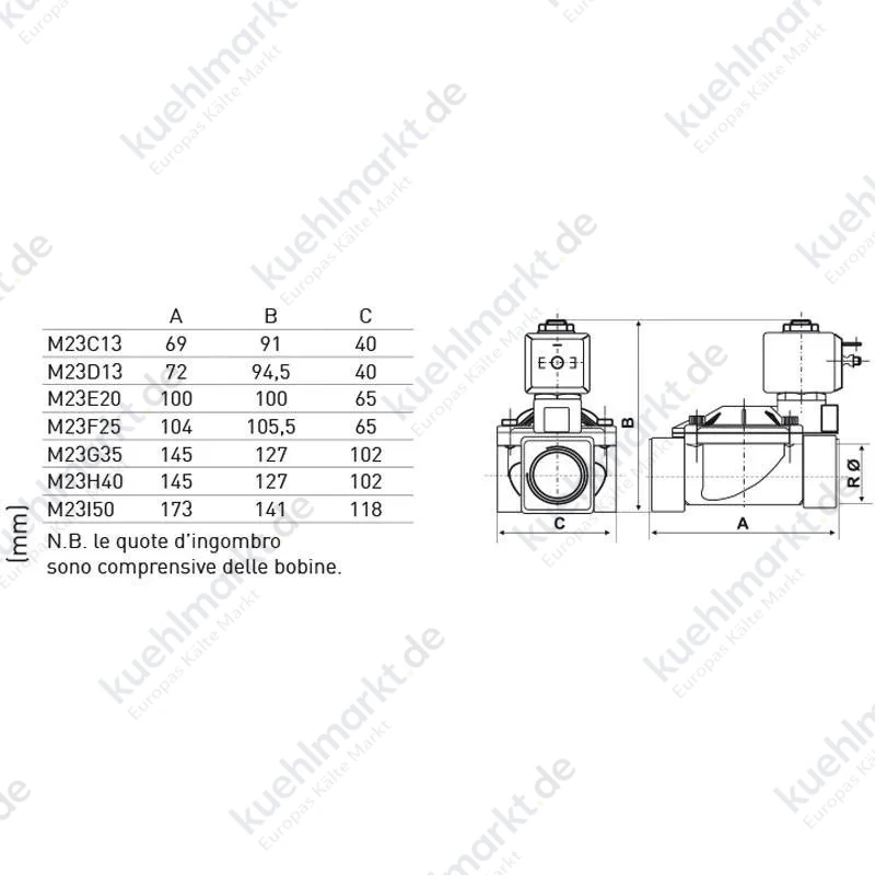 Fantini Cosmi Membran-Magnetventil M23 G1 25mm NC M23F25