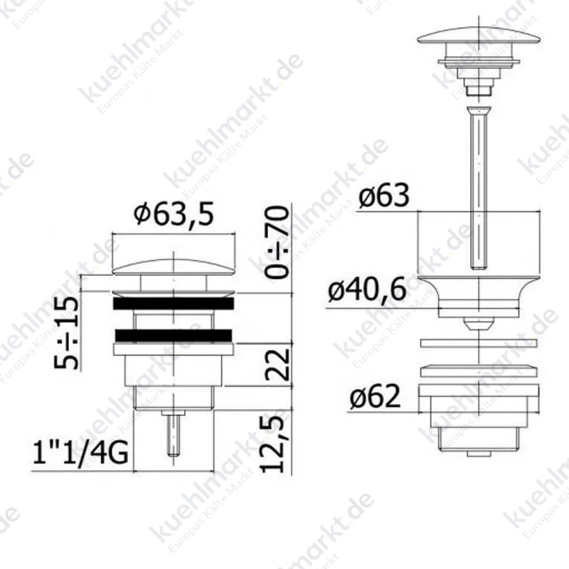 Paffoni Clic clac 1 1/4 Universal-Ablaufgarnitur aus goldenem Messing ZSCA050HGSP