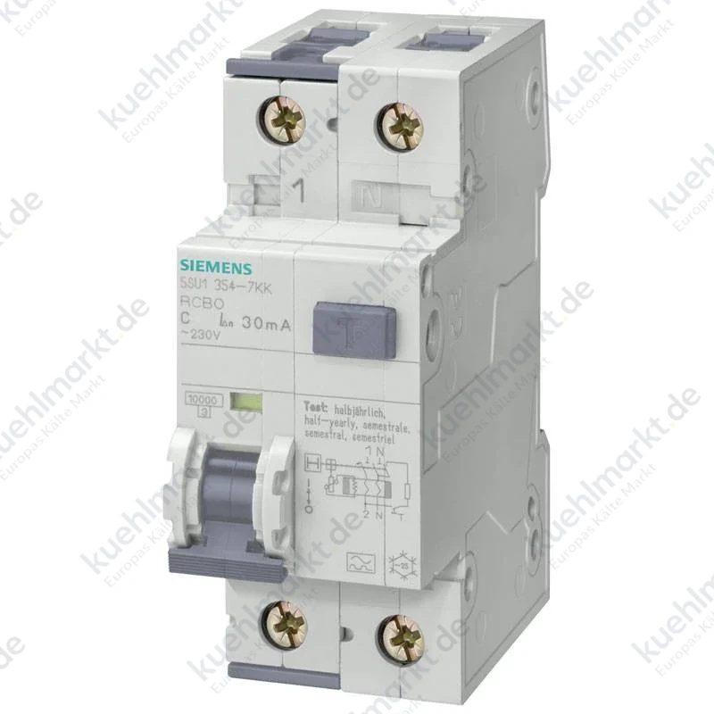 Siemens Fehlerstrom-Schutzschalter 10A 1P+N 30MA F 10KA 2M 5SU13544KK10
