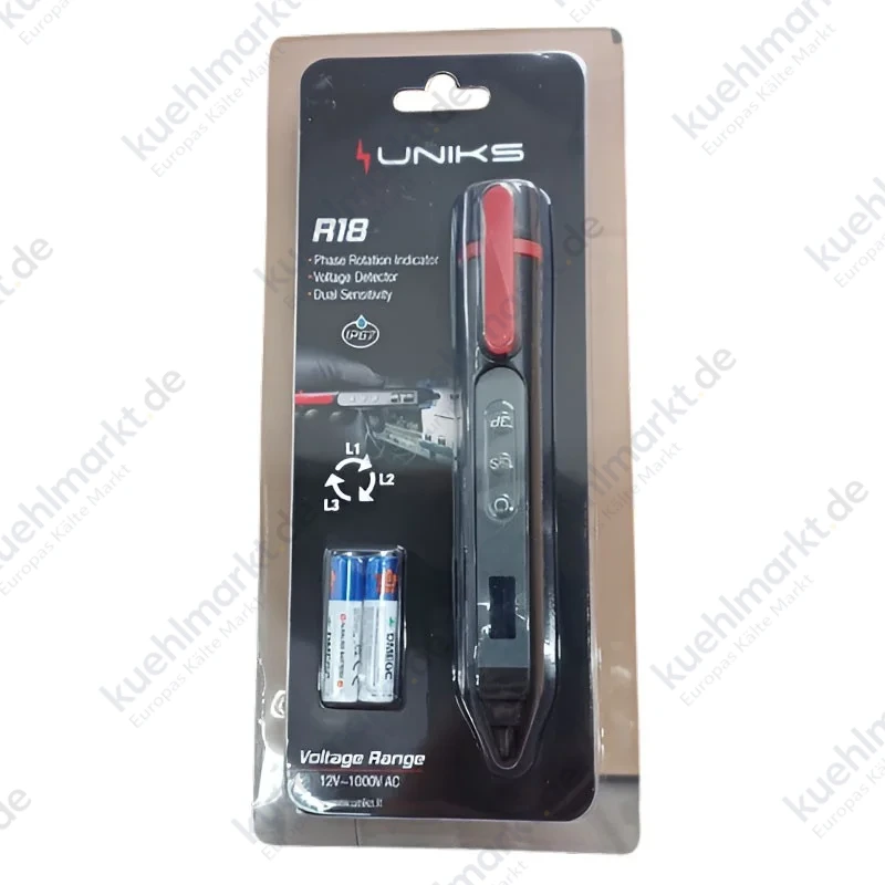 Uniks Wechselspannungsdetektor und zyklische Erfassung der Phasen mit Taschenlampe IP67 R18