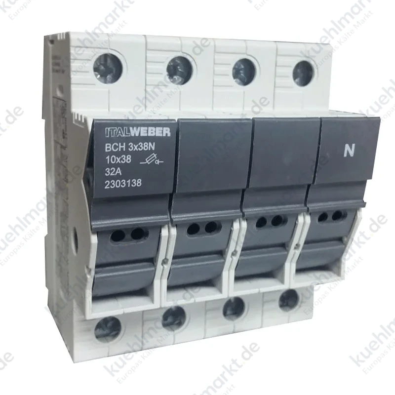 Italweber BCH-Sicherungshalter für Sicherungen 10,3 x 38 mm 3P+N 2303138