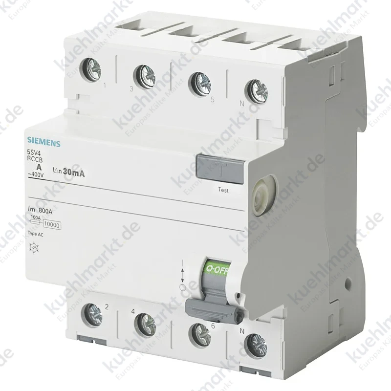 Siemens Fehlerstrom-Schutzschalter 4-polig 40A 30mA AC Typ 4 Module 5SV43440