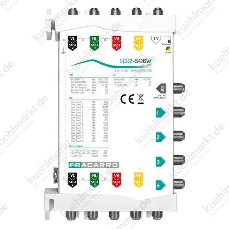 Fracarro Multischalter SCD2-5416W 5 IN 4 OUT 271180