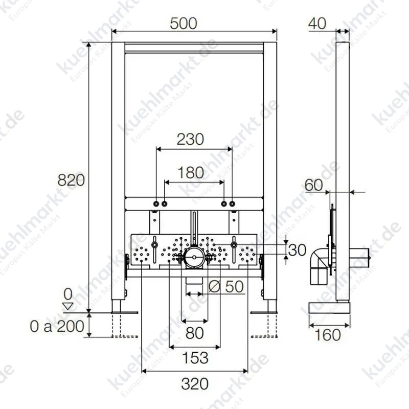 Valsir freistehendes Modul für Hänge-Bidets H 820 mm Stahl VS0857056