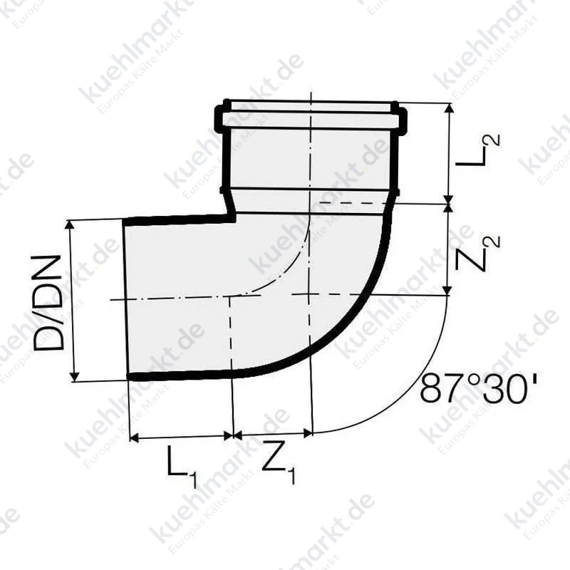 Redi Bogen 87 Grad A/I Durchmesser 100 mm schwarz PVC 07110P8