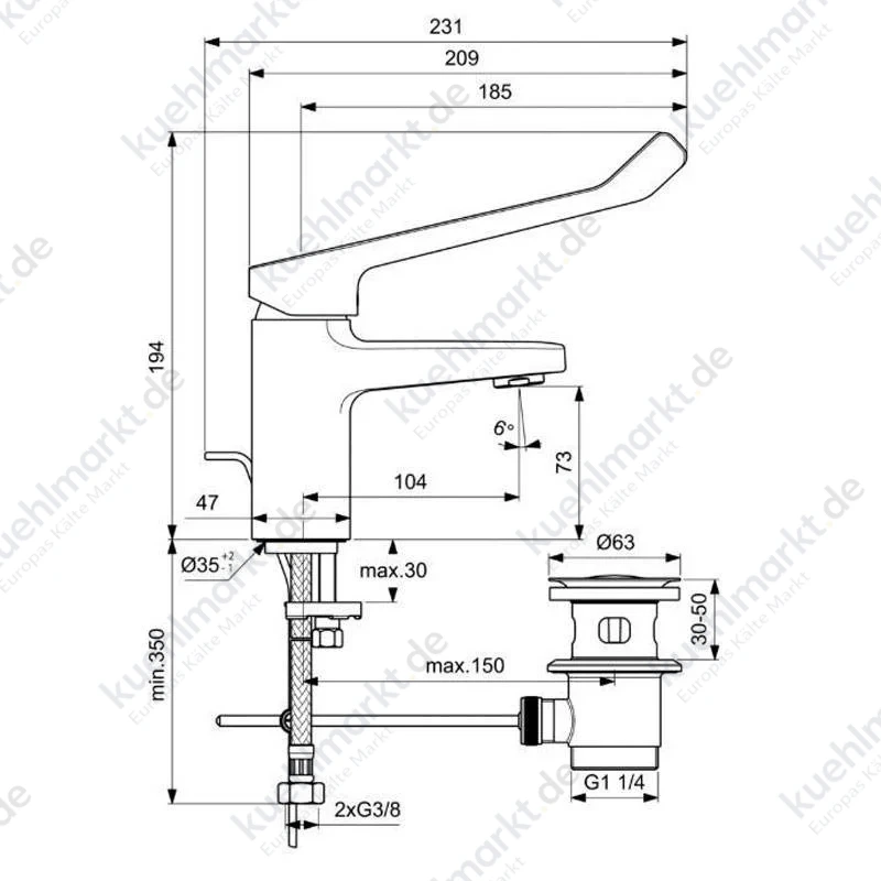 Ideal Standard Ceraplan 1 1/4 Chrom Waschtischarmatur mit Ablaufgarnitur BD218AA