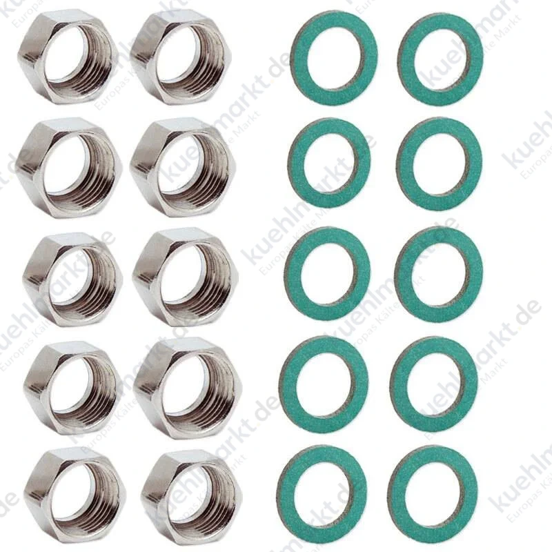 Eurotis Gewindemutter mit Dichtung DN15 3/4 Messing 10 Stk. A02-0010-00725