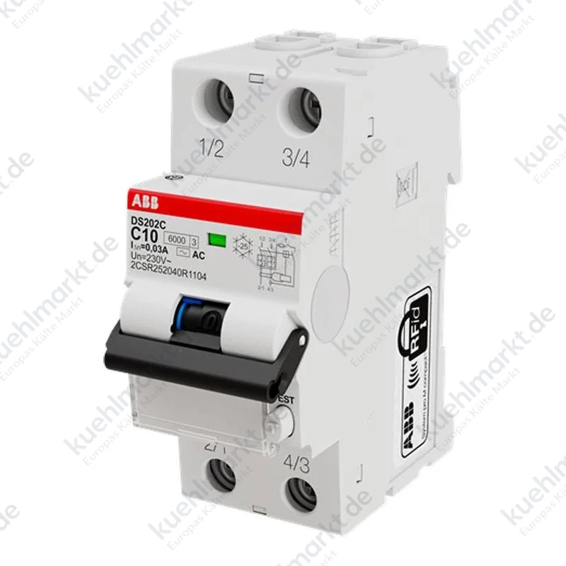 Abb FI- und LS-Schalter 10A 2P 30mA AC 6KA DS202CRC10AC30