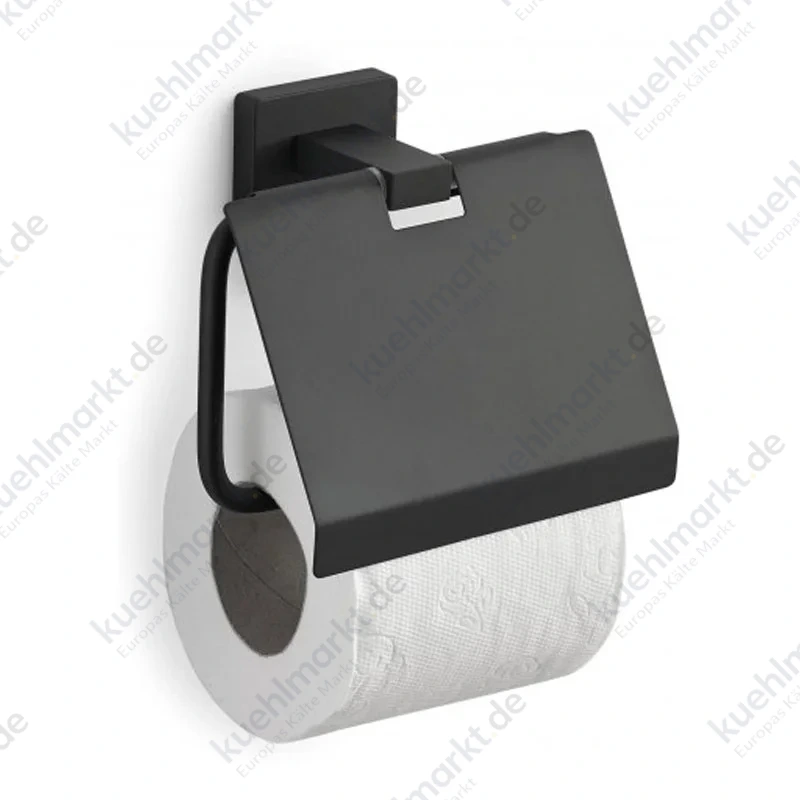 Gedy Atena Toilettenpapierhalter Wandmontage mit Deckel schwarzmatt 4425-14