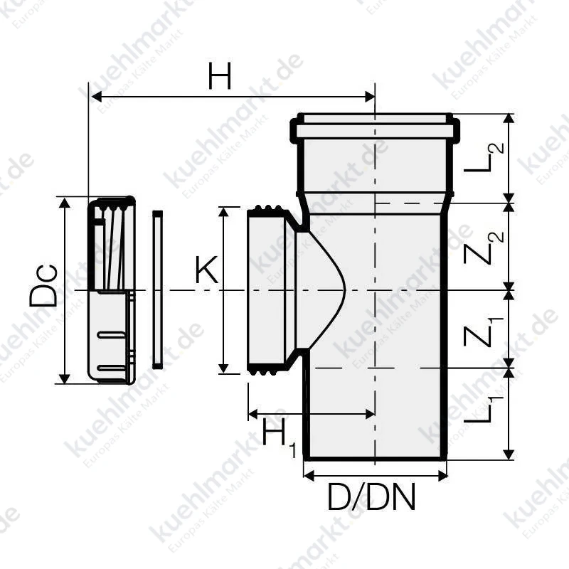 Reinigungsrohr mit Stopfen Valsir Triplus D 90 mm VS0650905