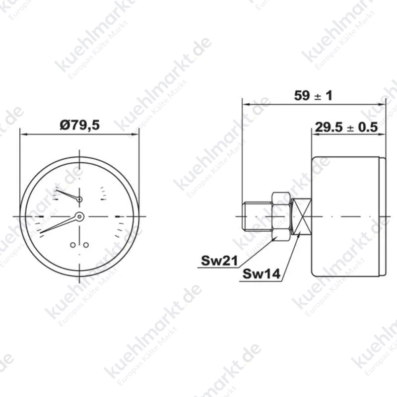 Watts Thermomanometer TIM-ABS 80 0-4/0 bar 0-120 °C hintener Anschluss PN4204BD12