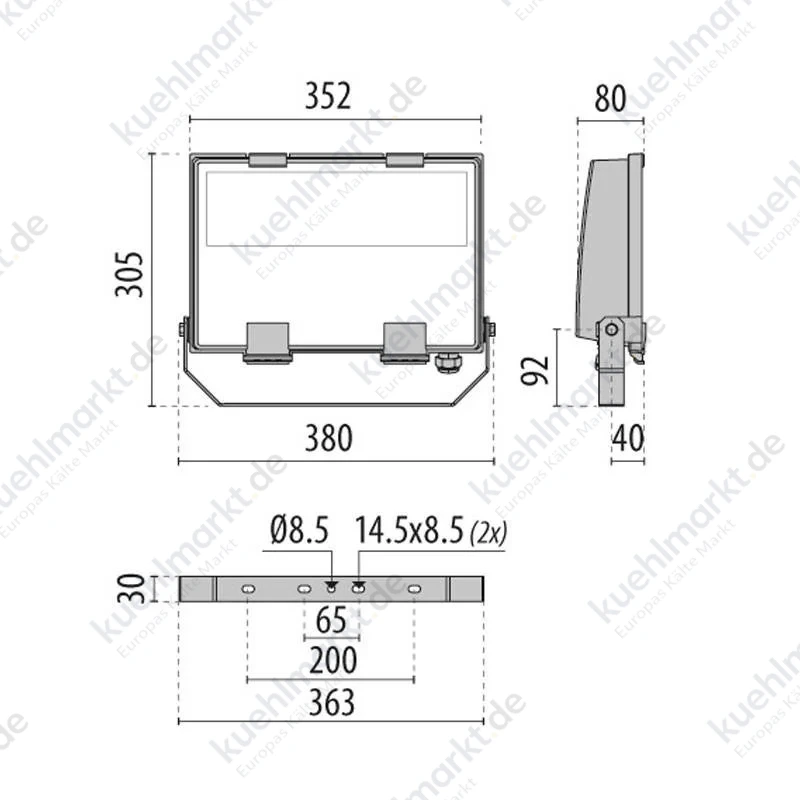 Performance Lighting Guell Led Flutlicht 2+ A/W 103W 4000K asymmetrisch LTF1223FA840