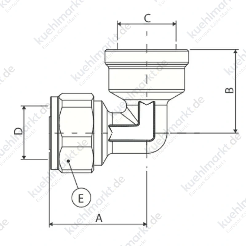 Ape Winkelstück für Rohre I 3/4 x 26 mm aus Messing 3752F342630