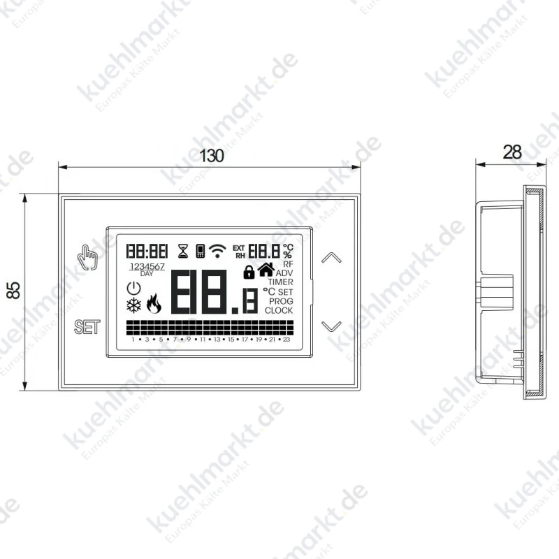Vemer Wi-Fi Touch Screen Uhrenthermostaste TUO für den Einbau VE772000