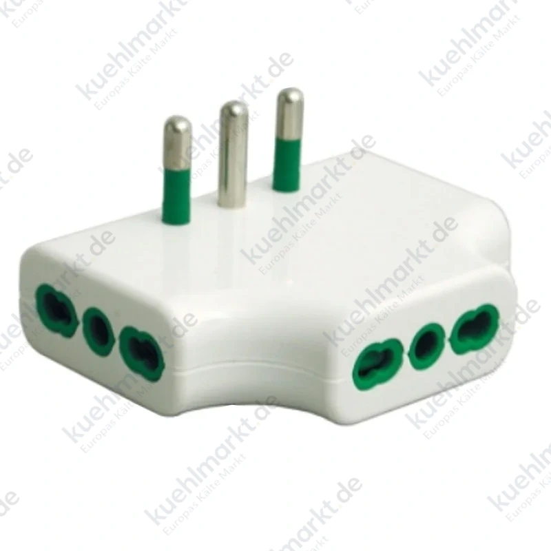 Fanton Dreifach-Flachadapter 16A-Stecker und 3 Zweiweg-Steckdosen Weiß 82220
