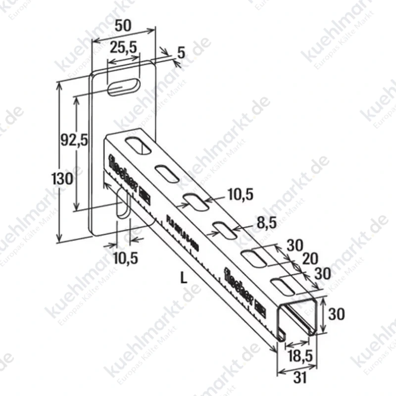 Fischer Auslegerkonsole Kabelrinne ALK 31/30 Stahl 450 mm 00538742